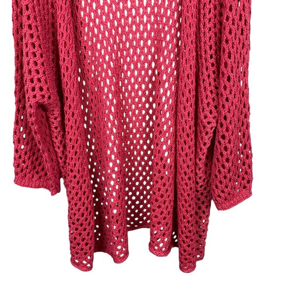 Daytrip Slouchy Cardigan Sweater Azalea Pink Open Knit Long Length Women's XS S - Picture 5 of 9